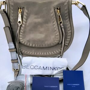 Rebecca Minkoff NEW Beige / Gray Saddle Crossbody Leather Bag